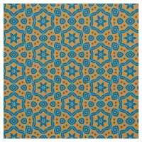 Yellow & Blue Boho Stylish Geometric Pattern Fabric