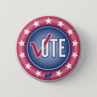 Patriotic Vote Democrat Donkey Symbol Button