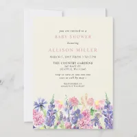 Elegant Watercolor Wildflowers Baby Shower Invitation