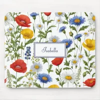 Botanical Pretty Wildflowers Watercolor Floral Mouse Pad