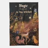 Magic Happens in the Kitchen- Whimsical Christmas  Kitchen Towel