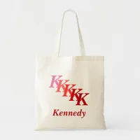 Tote Bag - Initials with Name in Reds