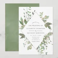 Greenery Geometric Wedding Invitation