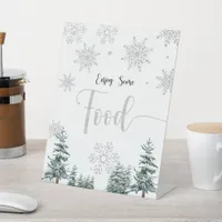 Food sign, silver baby shower winter sign