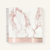 Brushed Metal Band Marble Glitter Rose Gold ID802 Notebook