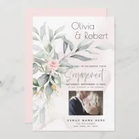 Wedding | Watercolor Eucalyptus Leaves Pink Rose Invitation