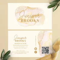 Champagne Gold Social Media QR Code Glitter Business Card