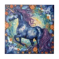 Gorgeous Blue Unicorn Ceramic Tile