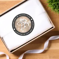 Elegant 28th Linen Wedding Anniversary Celebration Classic Round Sticker