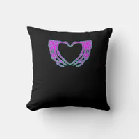 Pastel Goth Clothing, Skeleton Heart Hands  Throw Pillow