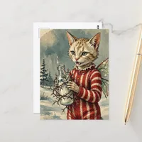Festive Vampire Cat Fairy With Milk Postcard