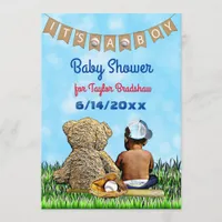 Boy's Baseball Themed Ethnic Baby Shower Invitation