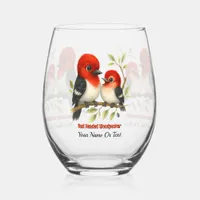 Feisty Red-headed Woodpecker Stemless Wine Glass