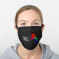 Born to Be a Unicorn Rainbow Colored Unicorn, ZKOA Black Cotton Face Mask