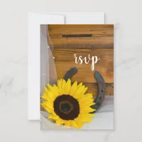 Sunflower Horseshoe Country Western Wedding RSVP