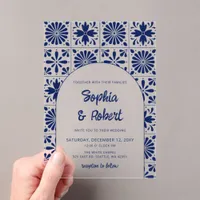 Mexican Blue Talavera Tiles Wedding  Acrylic Invitations