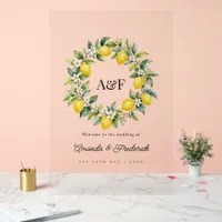 Amalfi Coast Lemon Wreath Italian Wedding Welcome Acrylic Sign