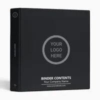 Black Minimalist Modern Business Logo Branded 3 Ring Binder