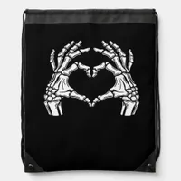 Skeleton Heart Hands Sign Halloween Costume Viral  Drawstring Bag