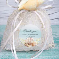 Beach Ocean Watercolor Thank You Wedding Classic Round Sticker