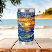 Oceanic Coastal Ocean Waves Sunset   Insulated Tumbler