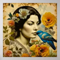 Beautiful Vintage Woman in Flowers Poster