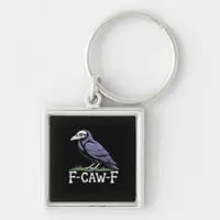 F-Caw-F Bone Text Skull Raven - Gothic Macabre Hum Keychain