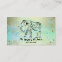 *~* Hand Drawn - Elephant Gold Pattern Buddha Business Card