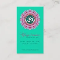 Yoga Om Pink Green New Age Business Cards