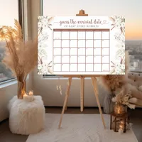 Boho Floral Baby Shower Guess the Date Calendar  Foam Board