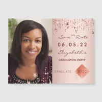 Rose photo graduation party save the date 2025