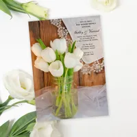 Mason Jar White Tulips Country Post Wedding Brunch Invitation