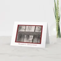 Rustic Barn Door Season's Greetings Holiday Card