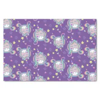 Cute Pretty Girly Unicorn Stars and Hearts Pattern Tissue Paper