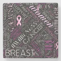 Breast Cancer Awareness Word Cloud ID261 Stone Coaster