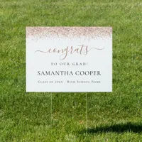 Rose Gold Glitter Congrats to Grad Graduation 2024 Sign
