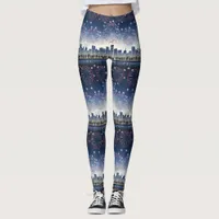 Fireworks Over the City Night Sky — All-Over-Print Leggings