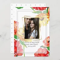 Save the Date | Watercolor Floral Photo Frame Invitation