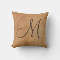 Rustic Brown Monogram Throw Pillow