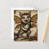 Festive Vampire Cat Christmas Postcard