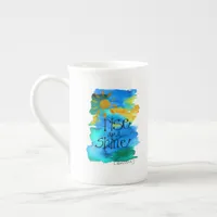 Rise & Shine Blue Sky Hand Painted Bone China Mug