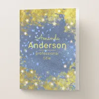 Fancy Stylish Chic Starry Glittery Blue And Gold  Pocket Folder