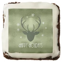 Deer Antlers Silhouette & Snowflakes Green ID861 Brownie