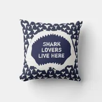 Love Sharks Teeth and Jaws Pattern Surfer Throw Pillow