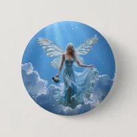 Beautiful Aquarius Fairy in the Clouds Button