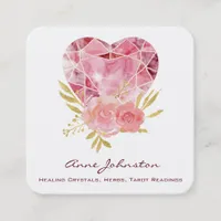 Ruby Heart and Flowers Square Business Card