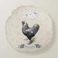 Mathemachicken Funny Math Chicken Pun Joke Round Pillow