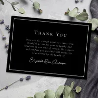 Black White Minimalist Bereavement Funeral Thank You Card