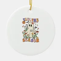 Tis The Season Retro Halloween Party Funny Trendy Ceramic Ornament