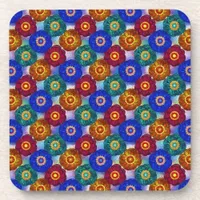 Stained Glass Abstract Red Green Blue Orange Beverage Coaster